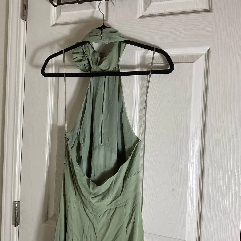Zara Ruffled Flower Halter Neck Midi Dress in sea green size medium - Image 9
