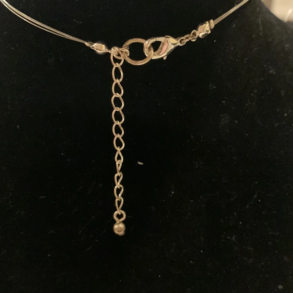 Glass stone wire necklace Silver - Image 3