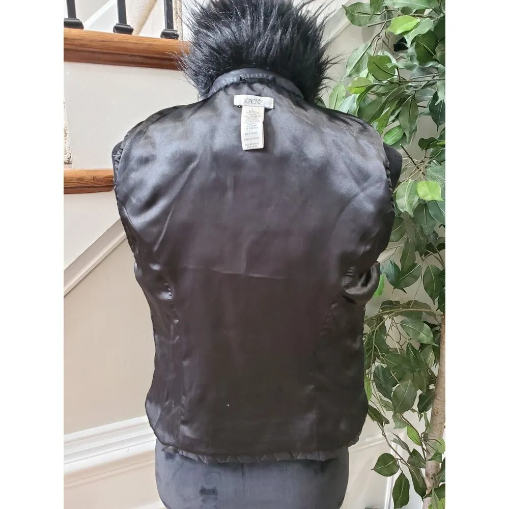 Cache Womens Black Fur 100% Nylon Sleeveless Full Zipper Casual Vest Size Small - Image 9