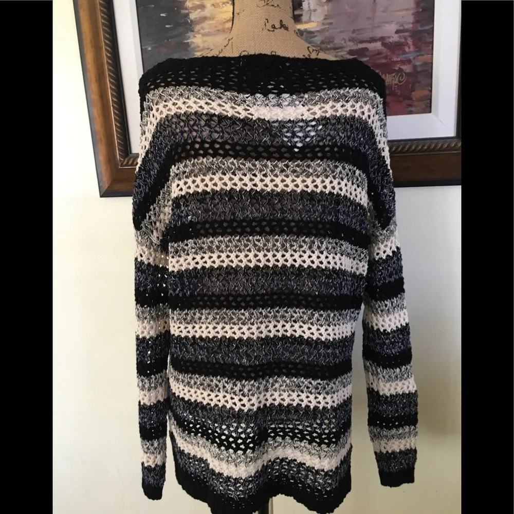 Zara Striped Knit Crochet Sweater - Image 3
