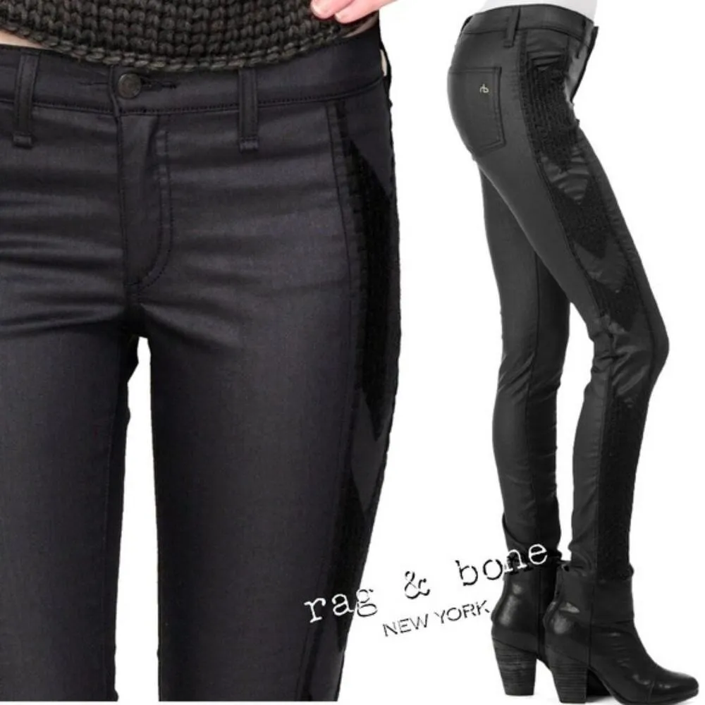 Rag & Bone Shoreditch Embroidered 'Raja' Black Mid Rise Skinny Jean Size 25 - Image 8