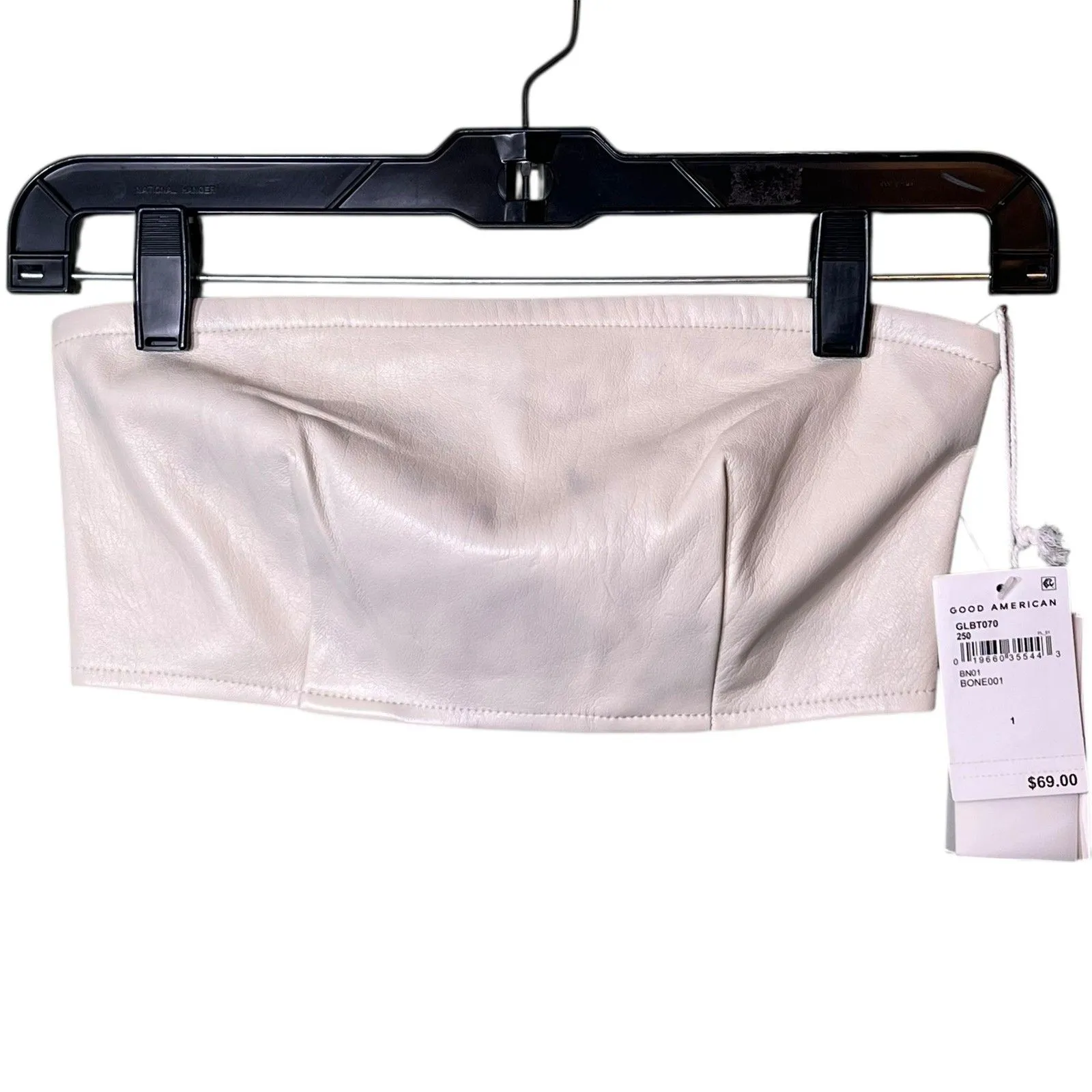 Good American Faux Leather Bandeau Top Womens Small (1) Bone Strapless GLBT070 - Image 2