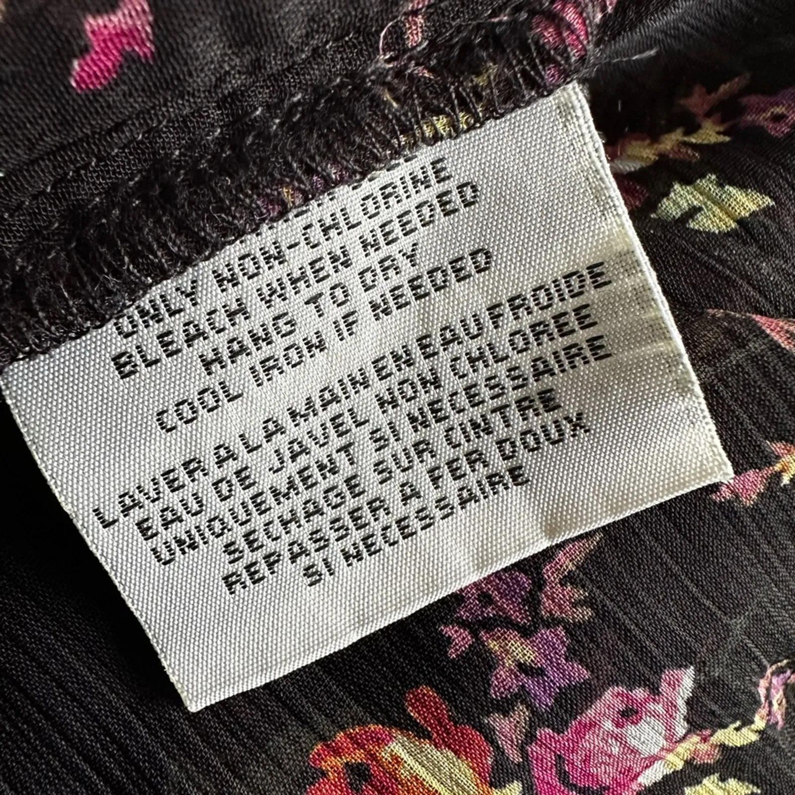 Vintage Ralph Lauren Denim & Supply Sheer Boho Peasant Top Black Floral Tassels - Image 9