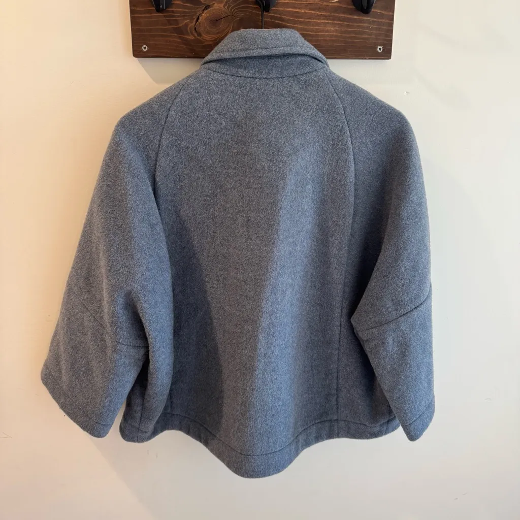 Javier Simorra Wool Blend Slate Blue Boxy Cropped Jacket Size 8 - Image 5