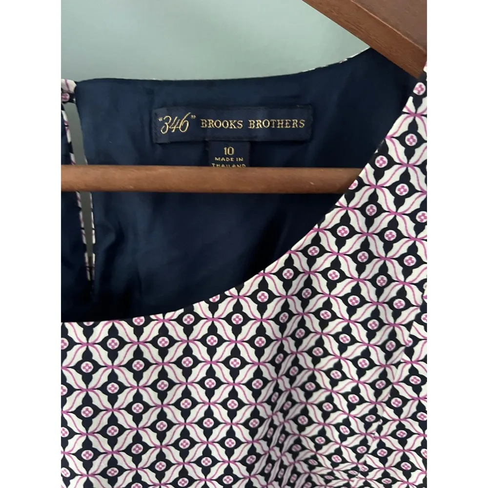 346 Brook Brothers Geometric Print Sleeveless Dress - Career, Casual - Size 10 - Image 5