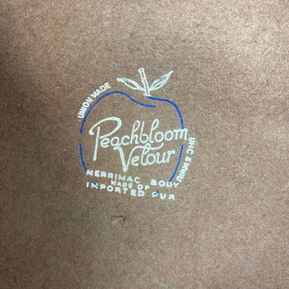 Vintage Carson Prairie Scott Brown Peachbloom Brown Velour Beret Hat Medium Bow - Image 7