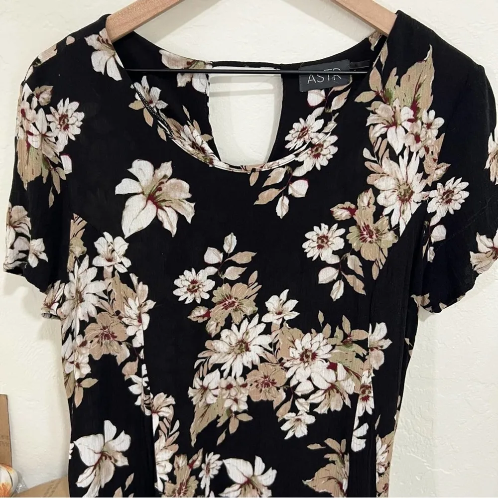 Anthropologie ASTR the Label Black Floral Babydoll Dress Size Medium - Image 92