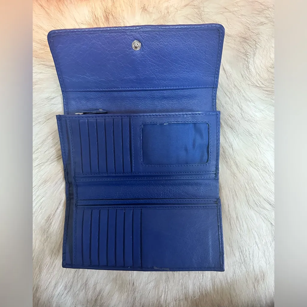 NWOT Artisans In India 100% Genuine Blue Multi Leather Woven Trifold Wallet - Image 8