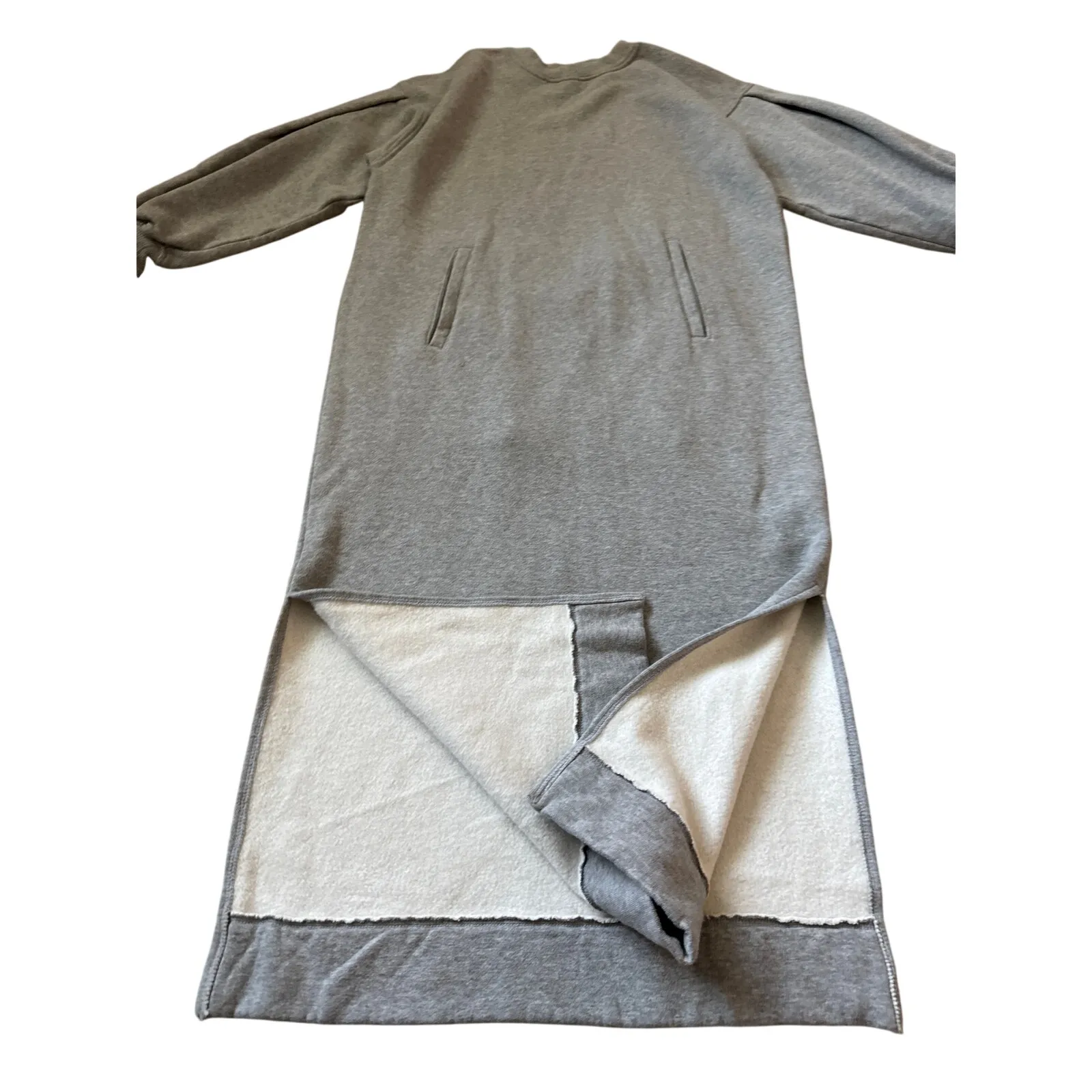 Ann Mashburn Carminia Sweatshirt Midi Dress Grey Marine Fleece Size Small - Image 6