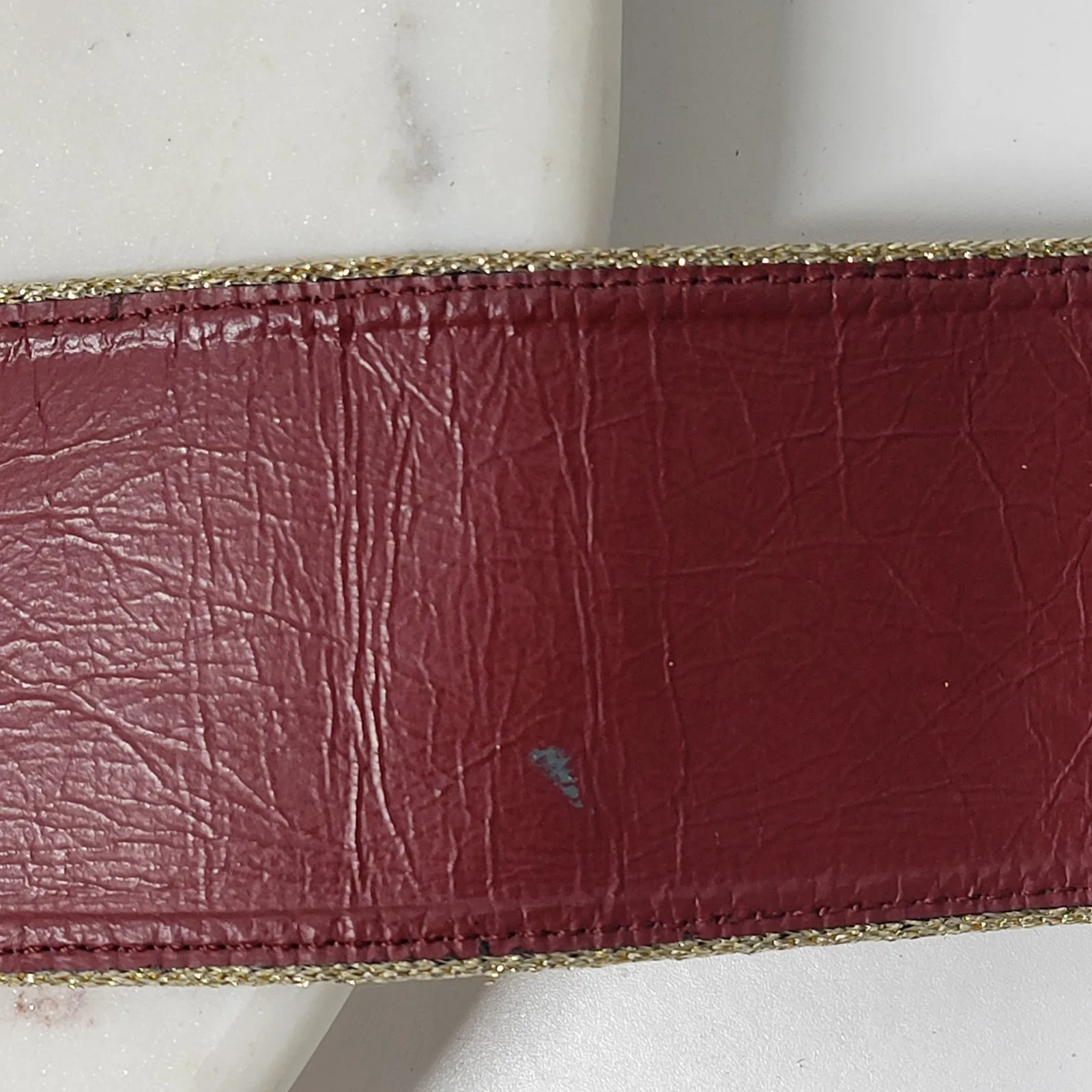 VTG Yves Saint Laurent Suede Belt 75/30 Burgundy Red Bakelite Buckle Gold Trim - Image 10