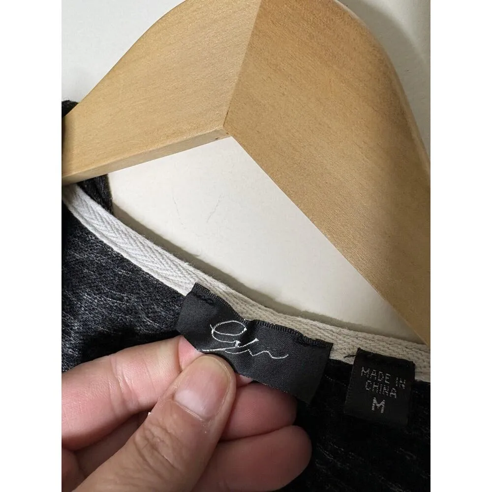 Cyrus Womens Size M Cardigan Hoodie Open Front Black Heathered Roll Tab Sleeve - Image 6