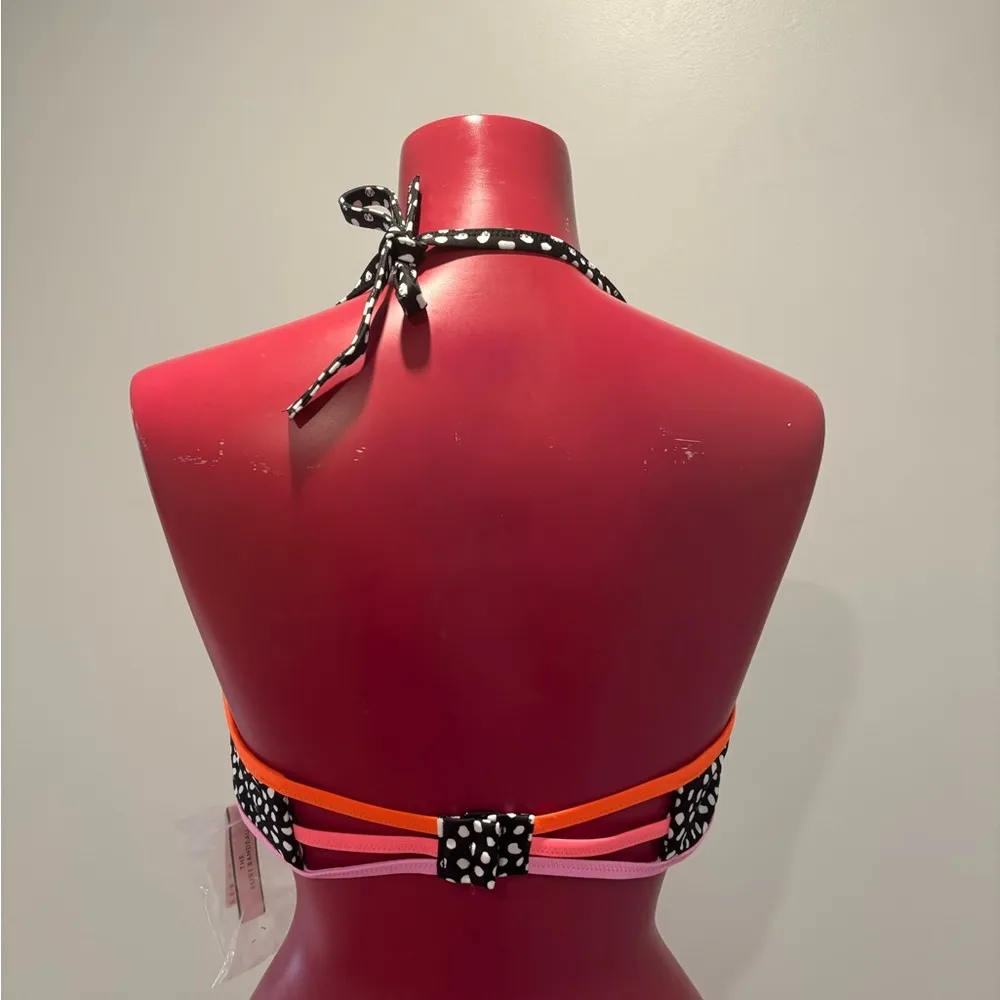 Victoria's Secret Blackand white,Pink,orange and purple halter swim top 36D - Image 5