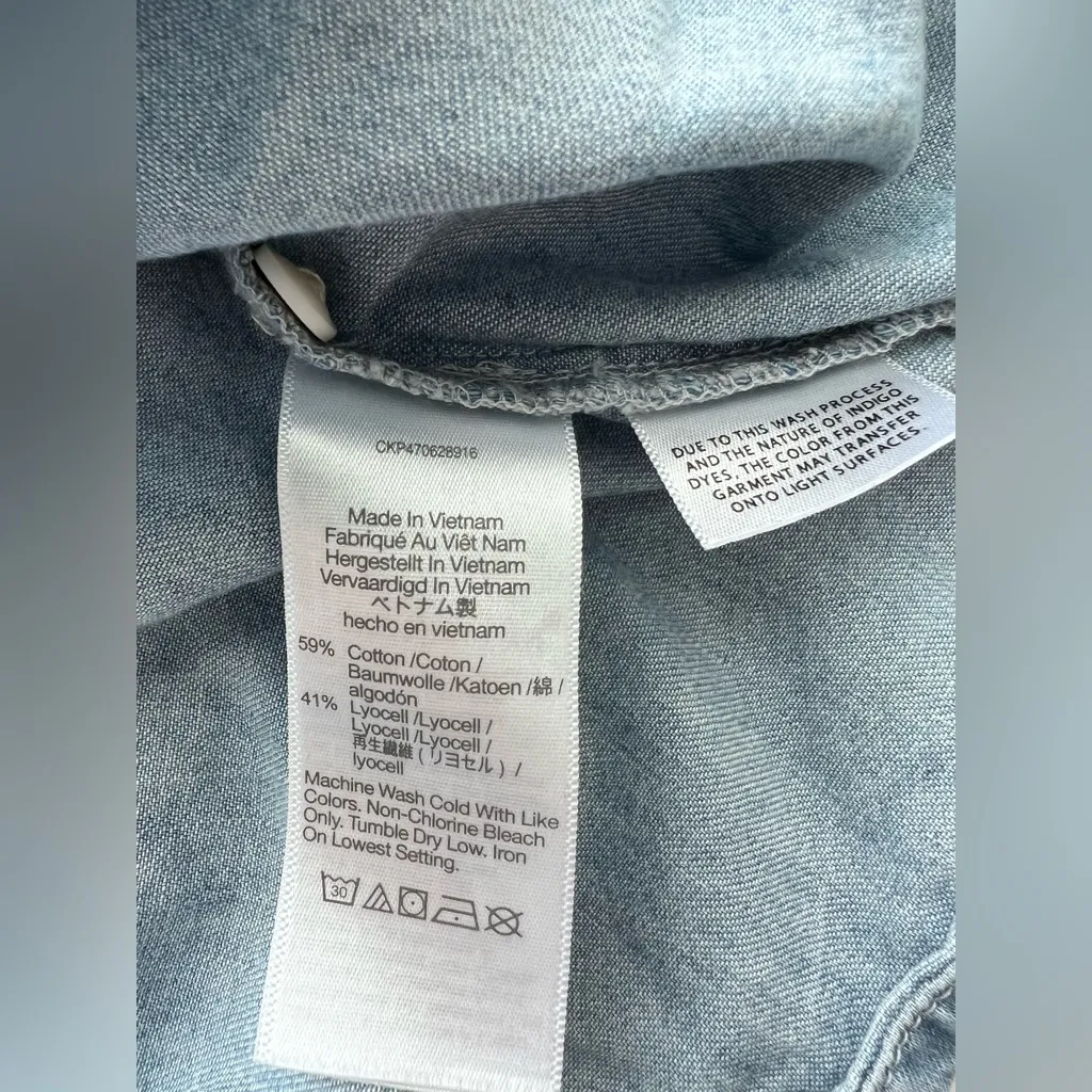 Madewell babydoll denim dress puff sleeve Margie light blue button front 8 - Image 5