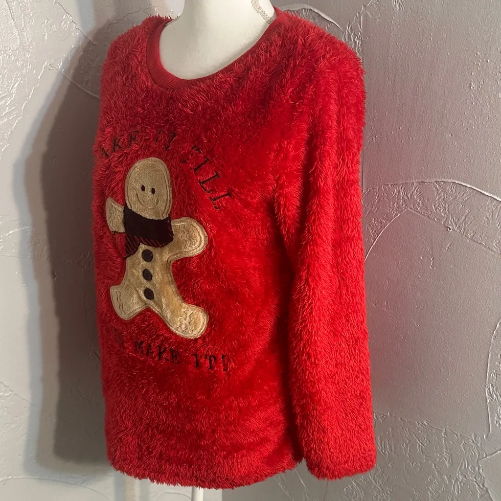 Secret Treasures Red Sweater with Gingerbread Design - Image 4