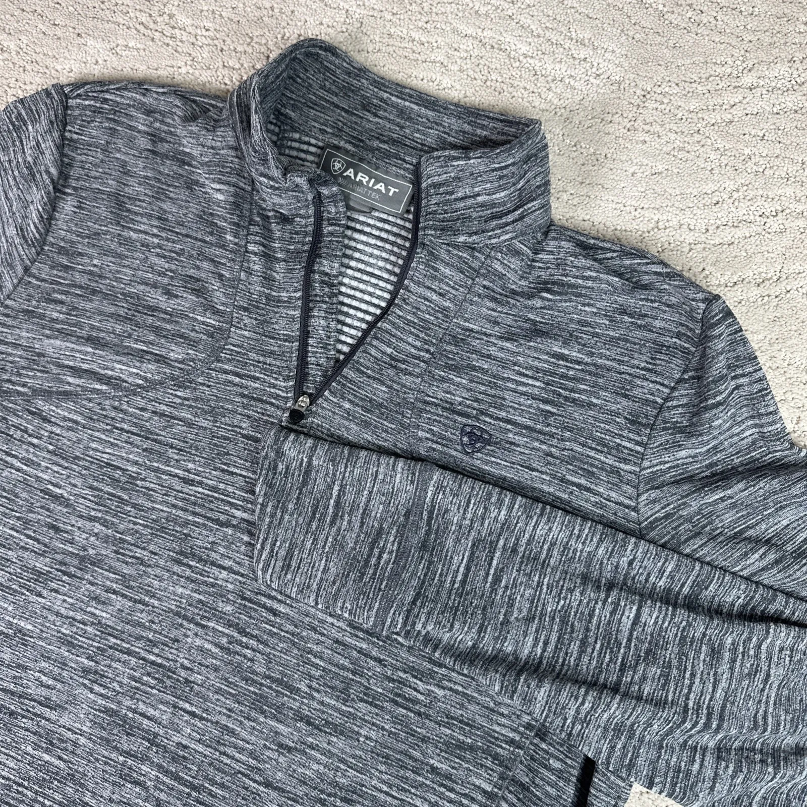 Women's Ariat 2XL Long Sleeve Grey 1/4 Zip Pullover Sweater Base Layer Thermal - Image 2