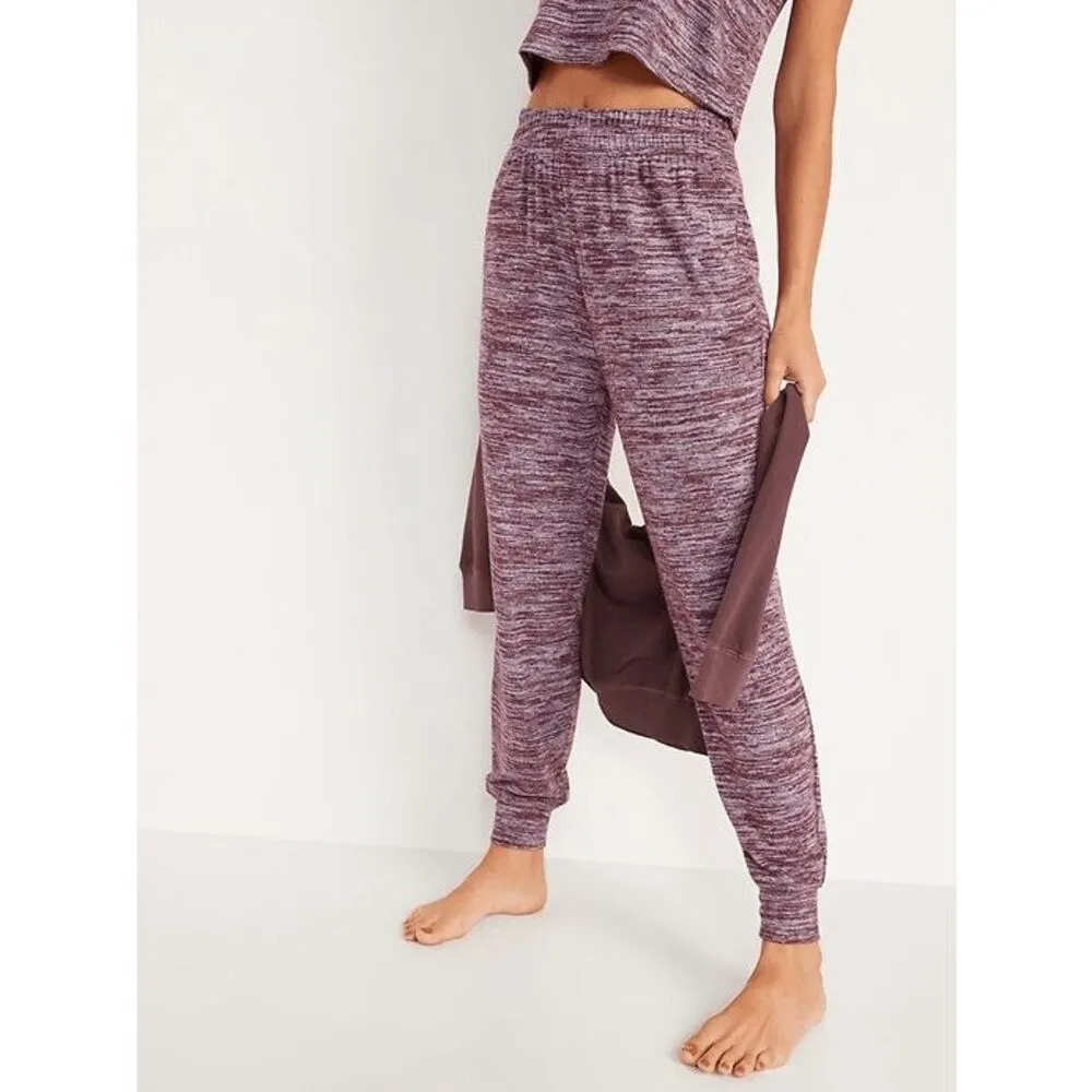 Old Navy Purple Maroon Red Stretchy Plush Jersey Knit 3 Piece Lounge Set Large - Image 6