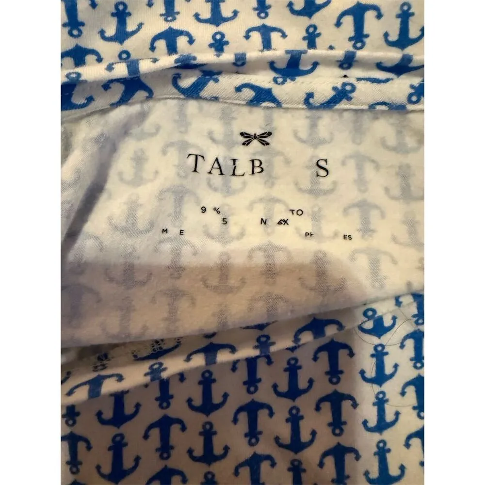 Talbots Women's L 3/4 Sleeve Anchor Print Stretch Shirt Top Casual - Image 10