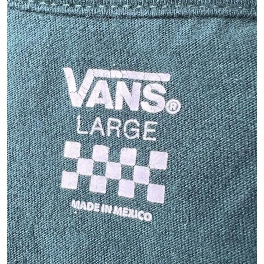 Vans  Cropped Shirt Green Womens Size Large Casual School Short Sleeve - Image 7