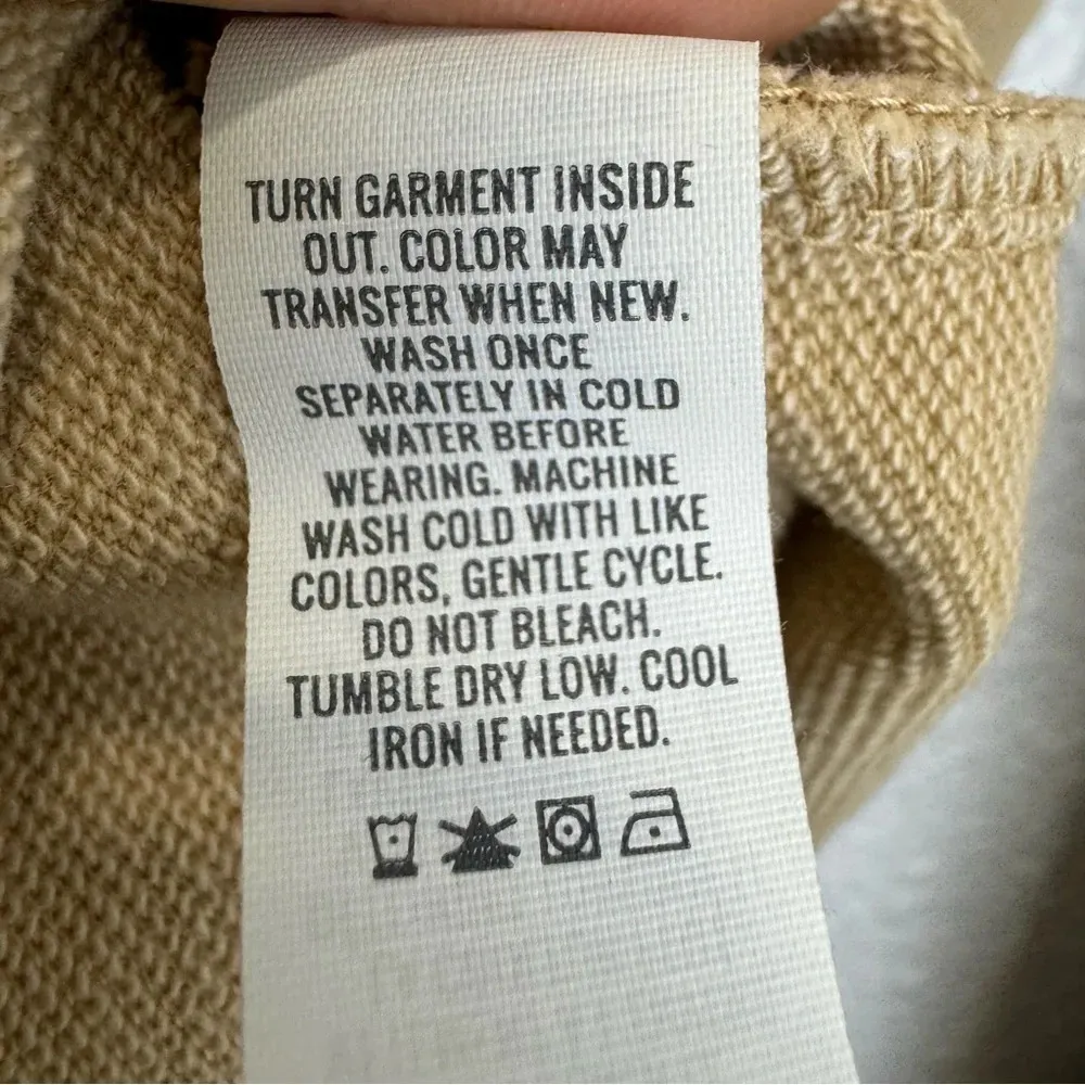 Aerie Cloud Oversized Fleece Crewneck Sweatshirt Womens XS Tan Hi Low Hem Boho - Image 5