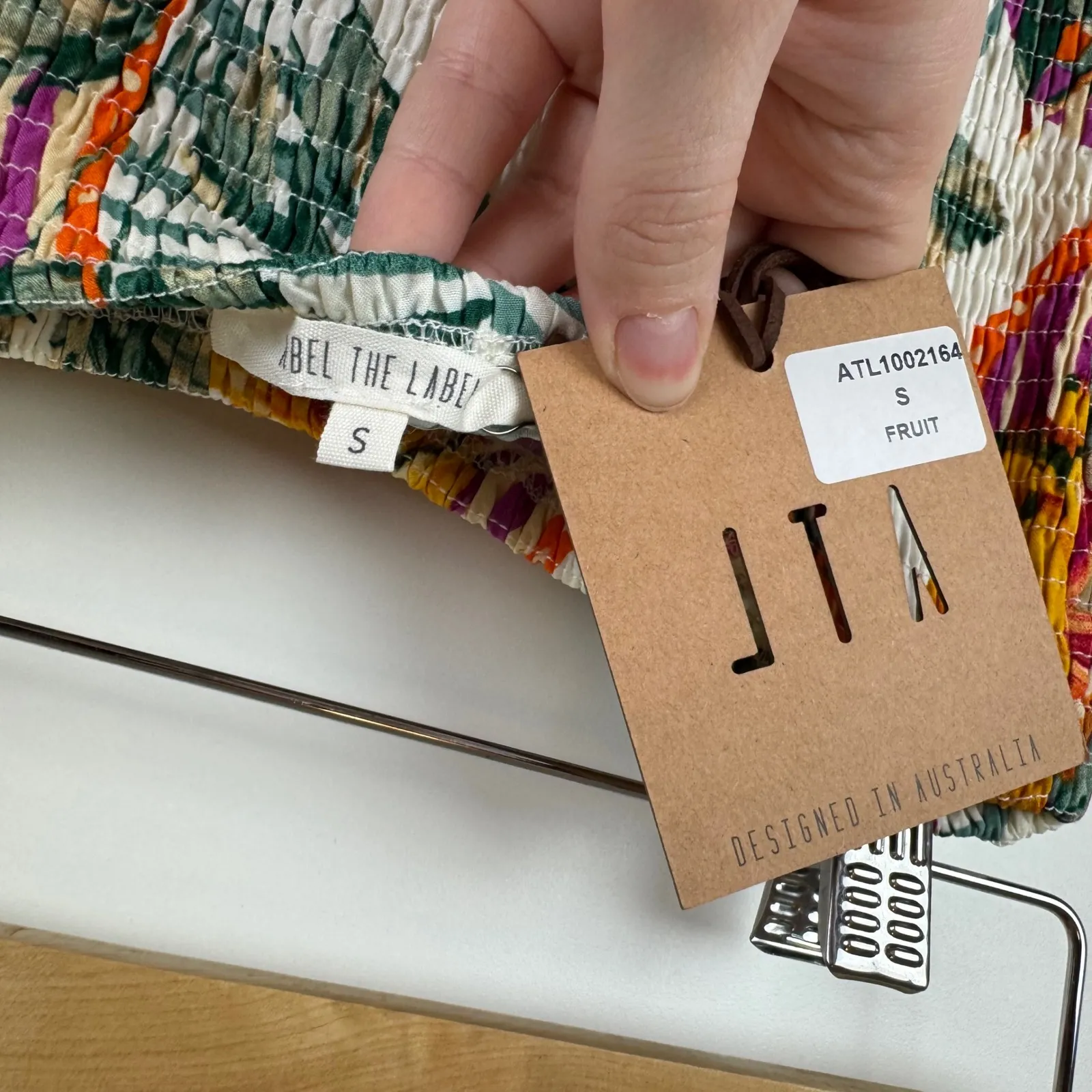 NWT Abel The Label Fruit Print Maxi Dress Small Smocked Tiered Tropical Resort - Image 5