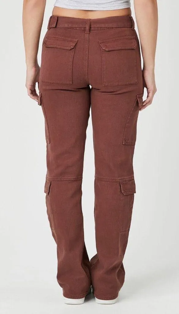 Belted Denim Cargo Jeans Brown - Image 2