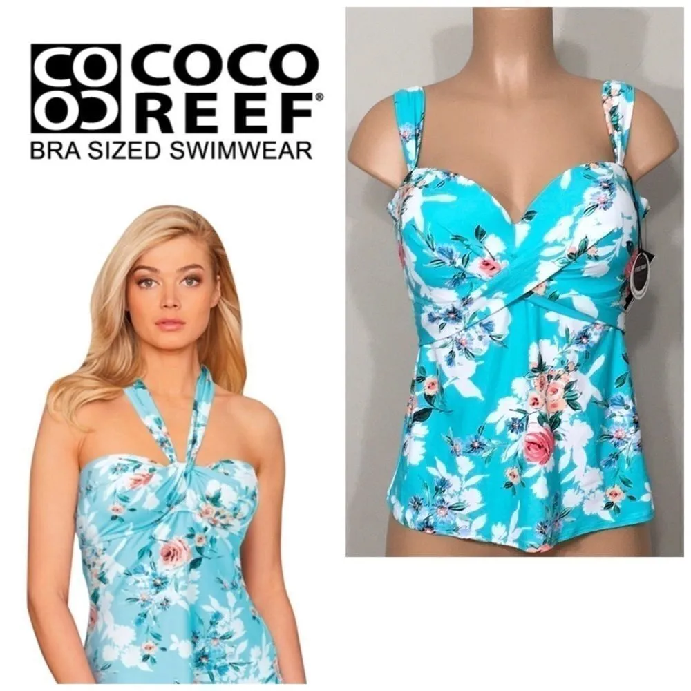 Coco Reef Larimar Aqua tankini top. 32/34D NWT - Image 2