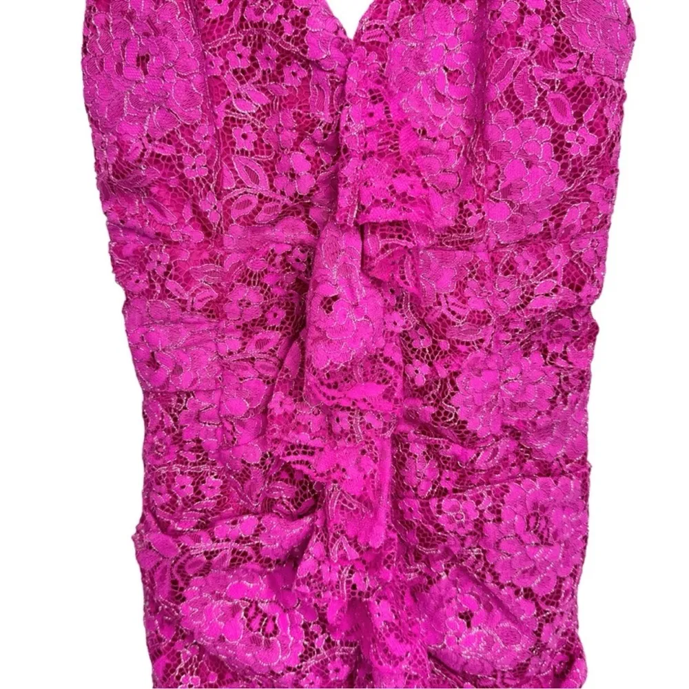 NBD X Revolve Marvin Hot Pink Fuchsia Lace Ruffled Mini Dress XSmall - Image 7