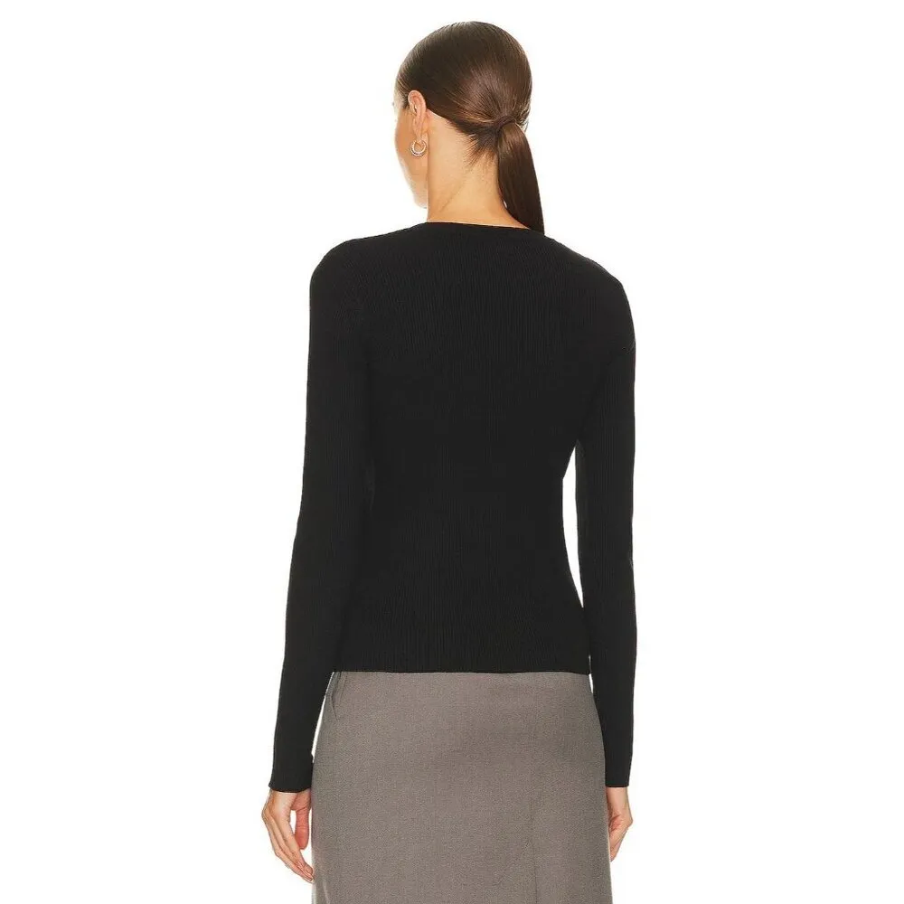 525 Frankie Rib Crew Neck Pullover Sweater in Black XSmall New Womens Knit Top - Image 2