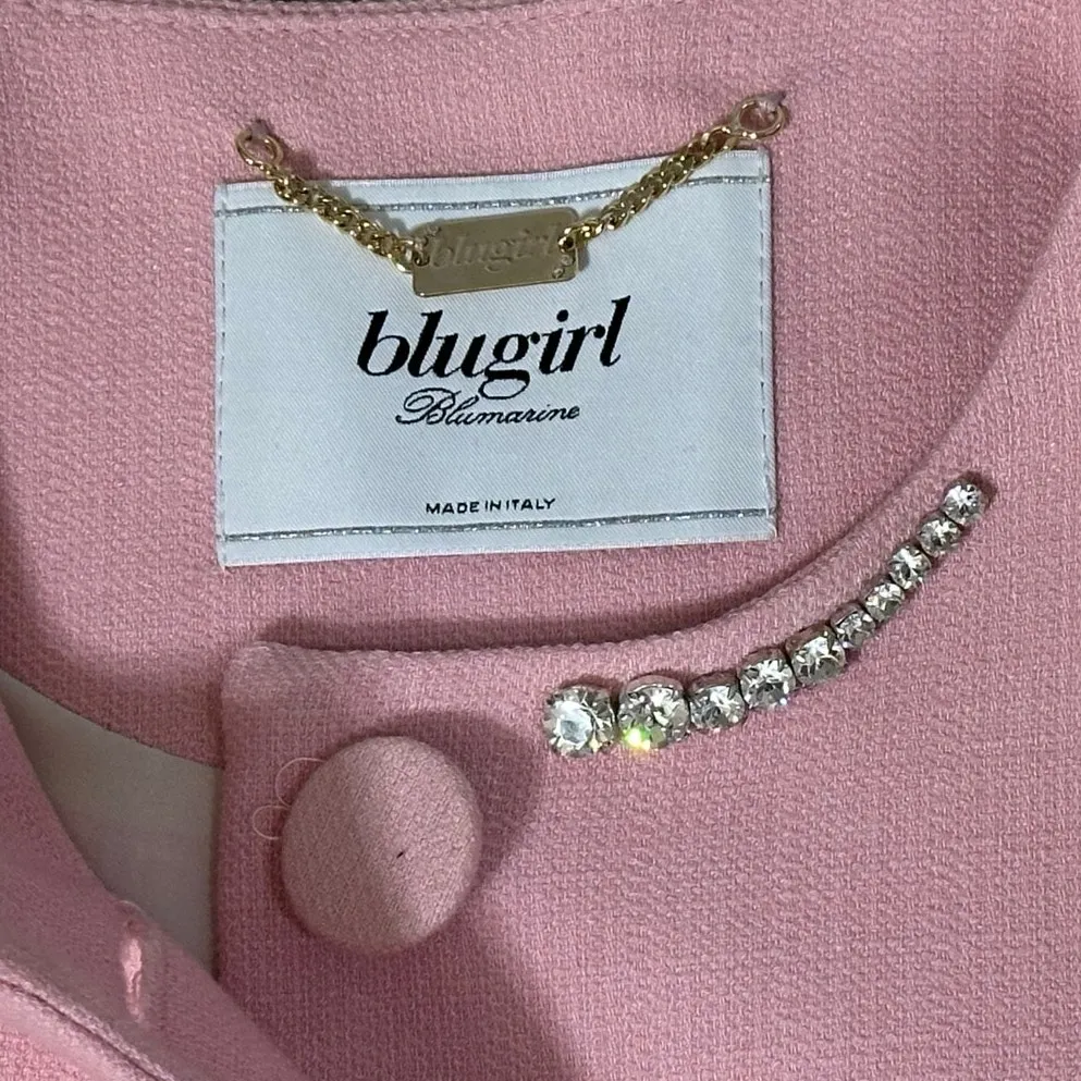 Blumarine Blugirl Jacket Pink Stretch Crepe Button Front Size 12 - Image 2