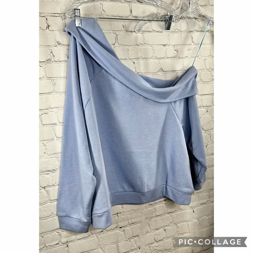 NEW Eloquii Elements One Shoulder Sweatshirt Lavender 18/20 Long Sleeve Glam - Image 5
