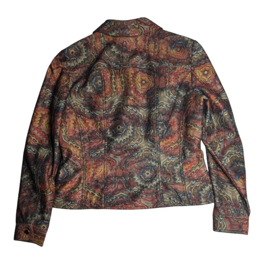 Vtg Y2K Coldwater Creek Black Muted Color Paint Splatter Button Up Jacket S - Image 2