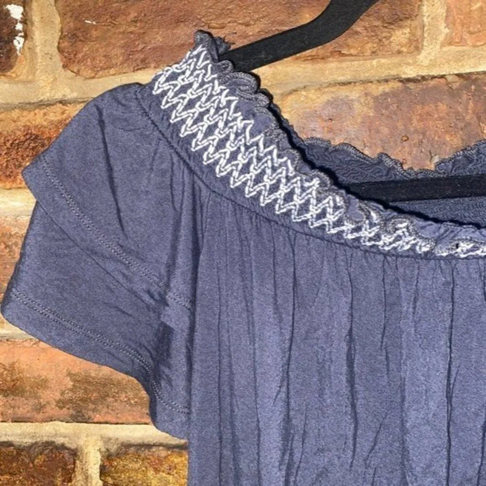 American Eagle Soft & Sexy Blue Flutter Sleeve Smocked Top Women's Size Small - Image 2