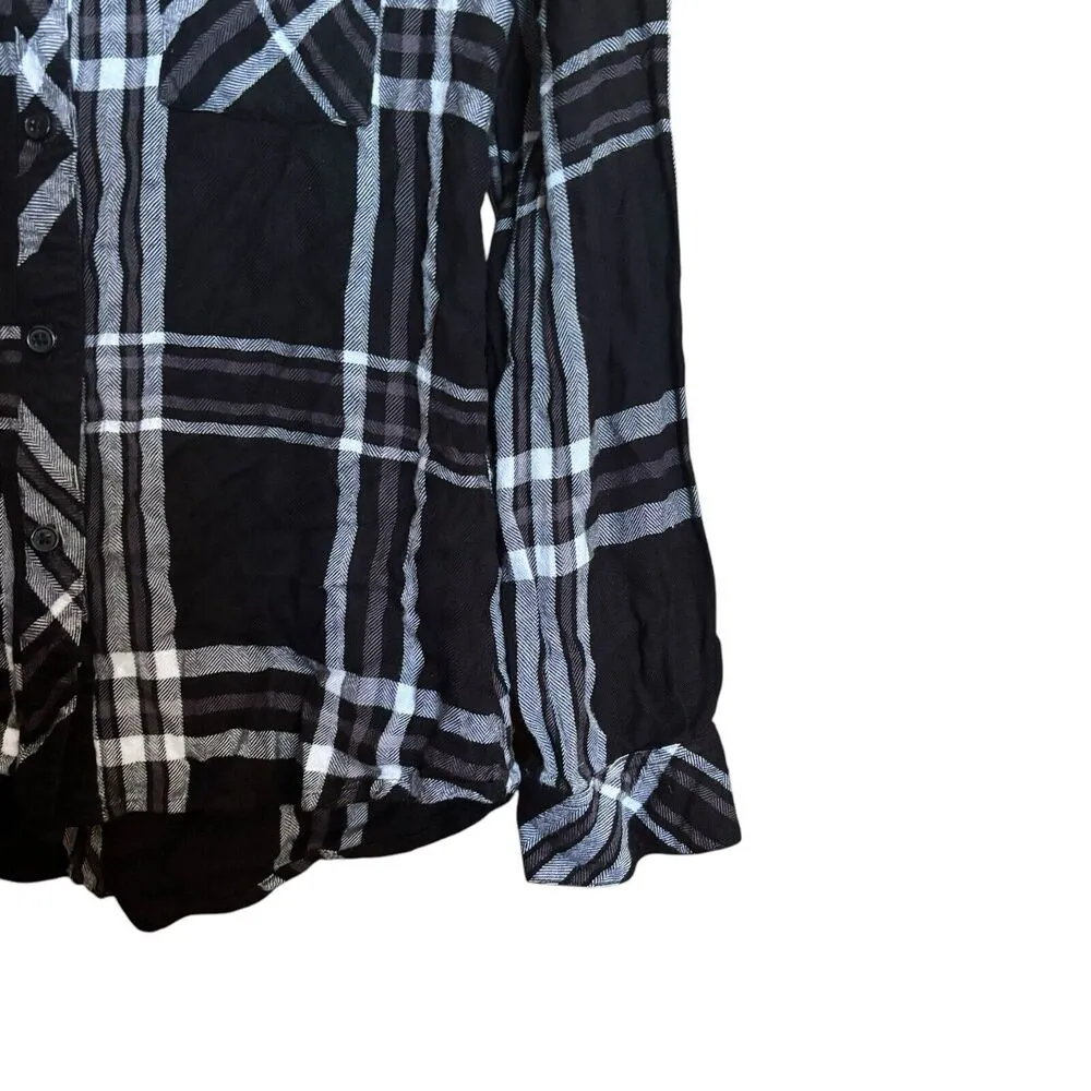 Rails Top Womens Small Multicolor Plaid Button Up Shirt Rayon Long Sleeve Blouse - Image 5