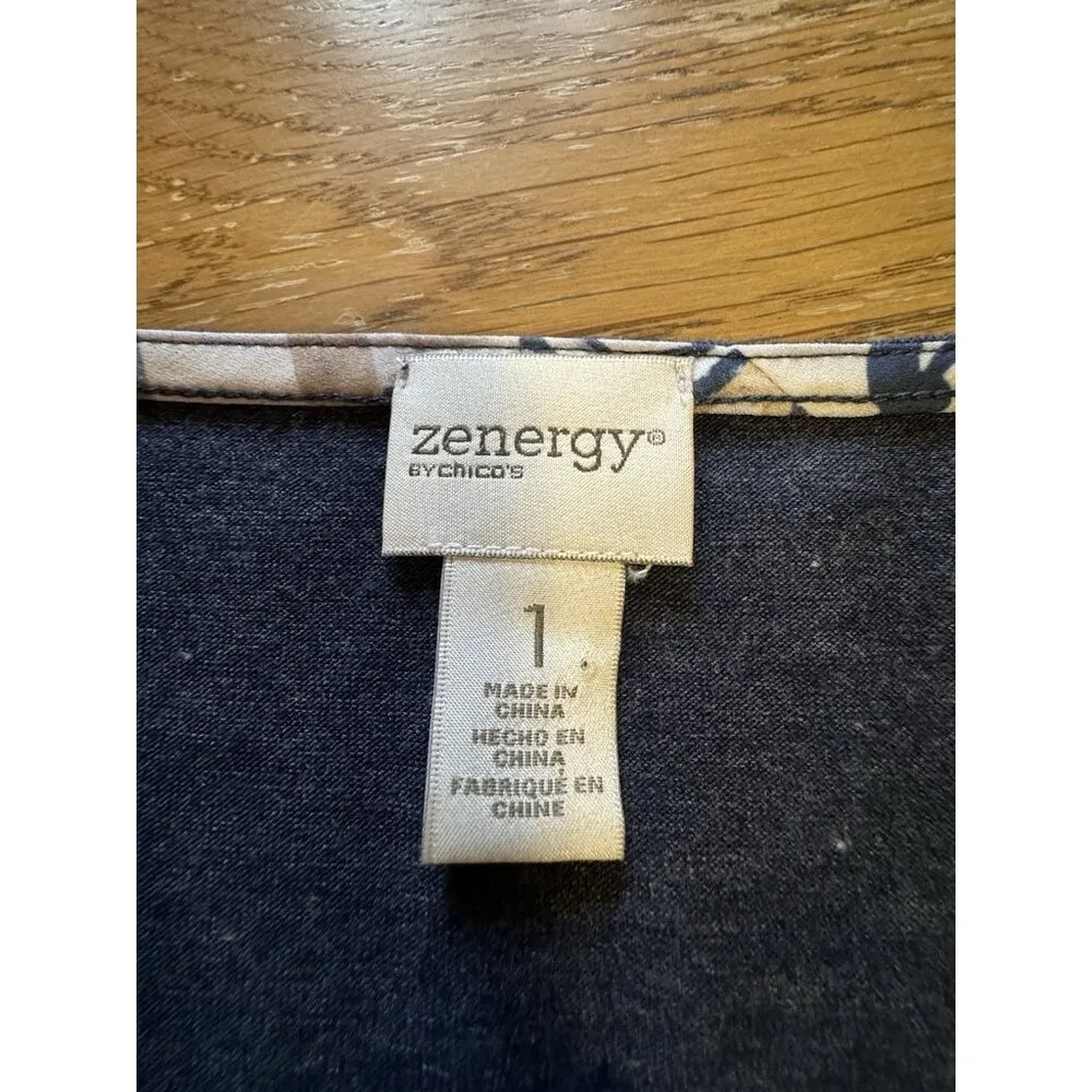 Chicos Zenergy Women Top Size 1 Abstract Lightweight  Artsy Colorful Preppy City - Image 3