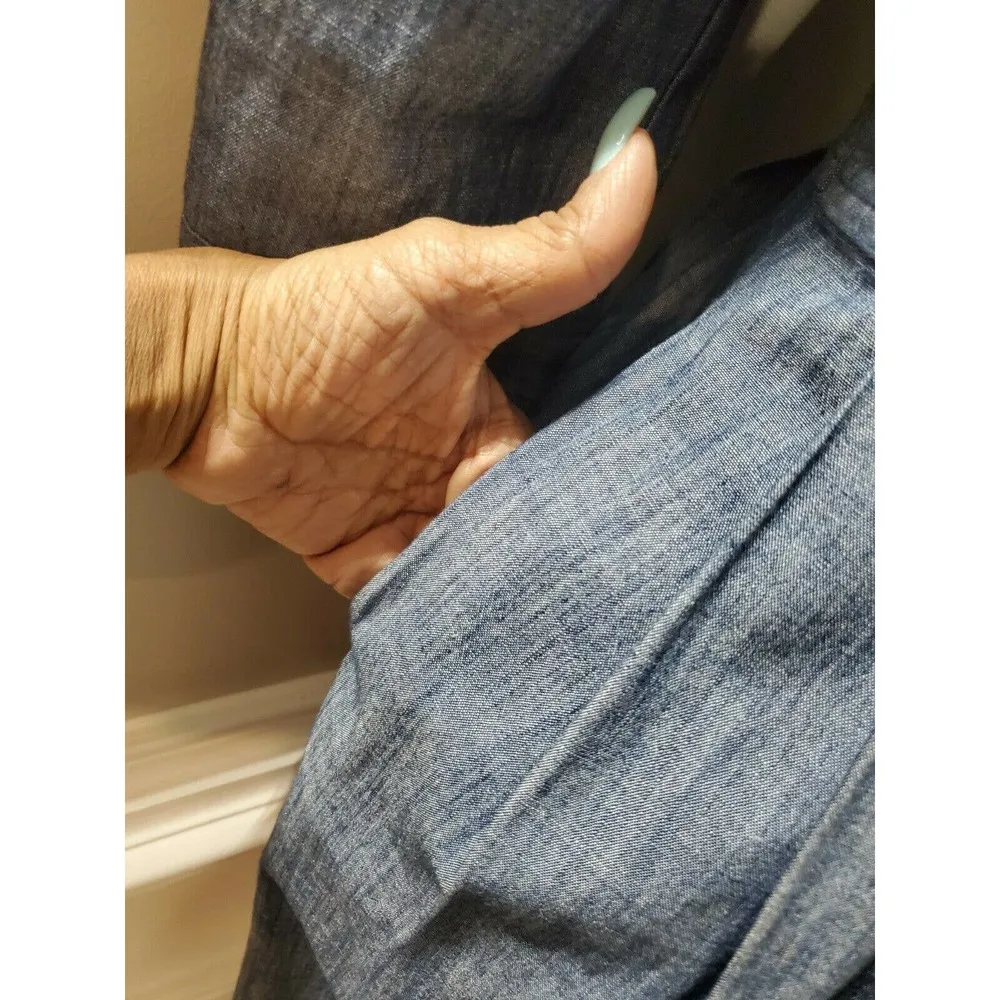 Old Navy Women's Blue 100% Cotton Collared Long Sleeve Knee Length Dress Size 4 - Image 7