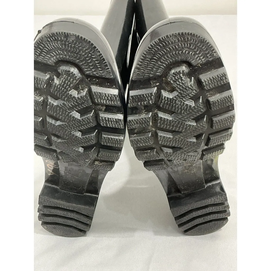 Womans Size 9 Black Tall Rubber Rain Boots - Image 8