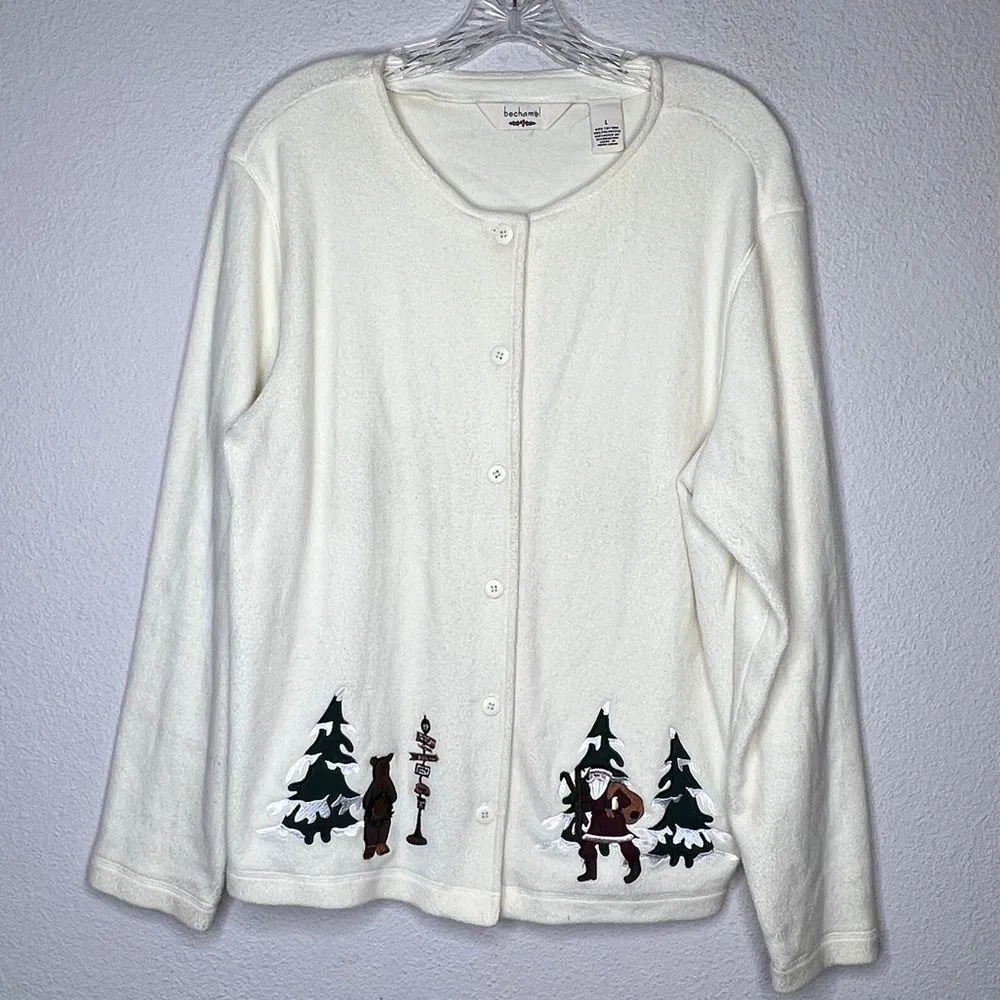 Vintage Bechamel‎ Christmas Cardigan Sweater Size L - Image 4