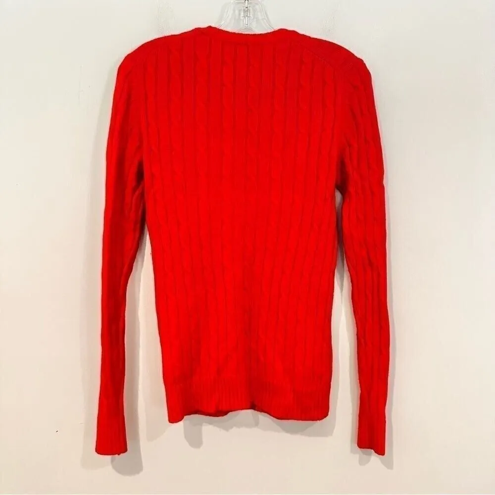 Vineyard Vines Cable Knit Wool Cashmere Sweater Womens XS Red Long Sleeve Preppy - Image 9
