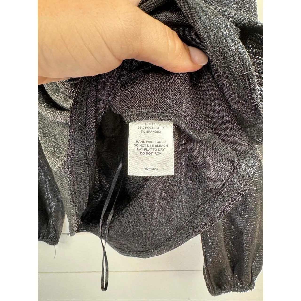 HALOGEN Womens Size XS Black Shimmer Long Sleeve Off The Shoulder Top NWOT - Image 6