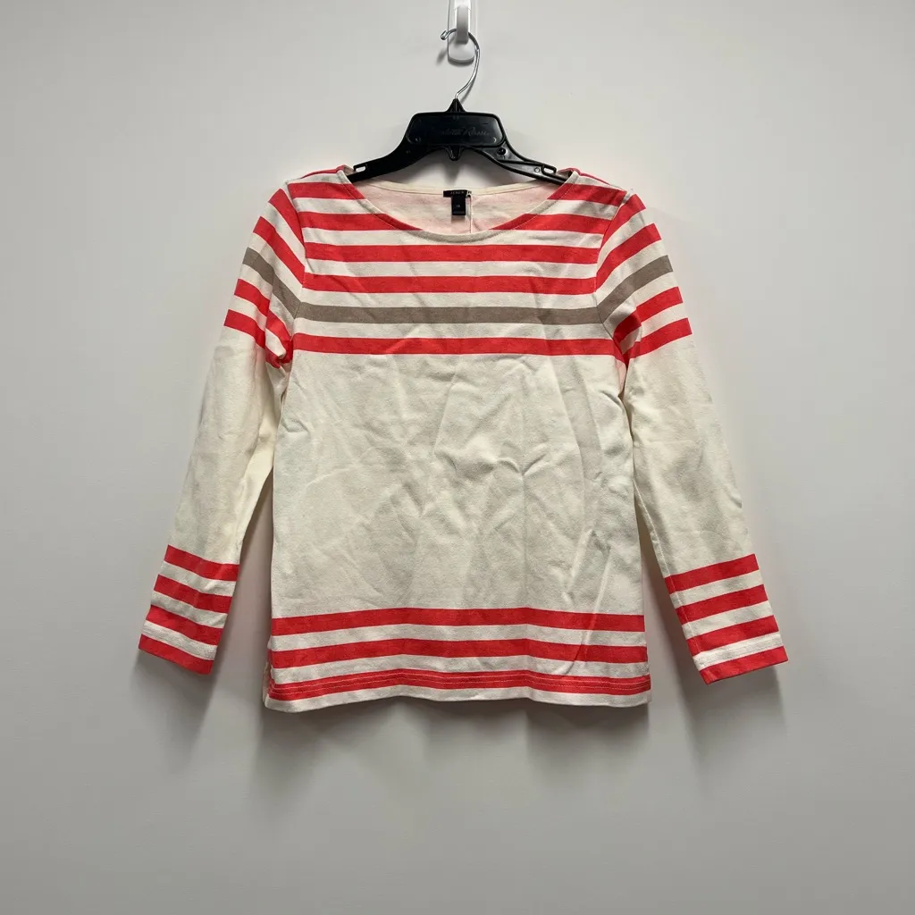 J. Crew Women’s Pink Striped Long Sleeve Shirt - 100% Cotton. Size: Xtra Small - Image 3