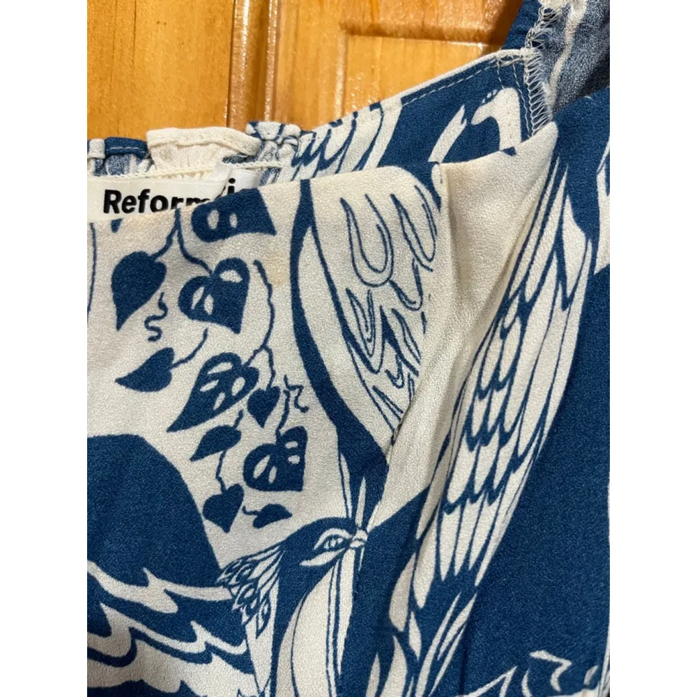 Womens Reformation Blue and White Mica Garden Party Midi Dress in Avian Size 2 - Image 2