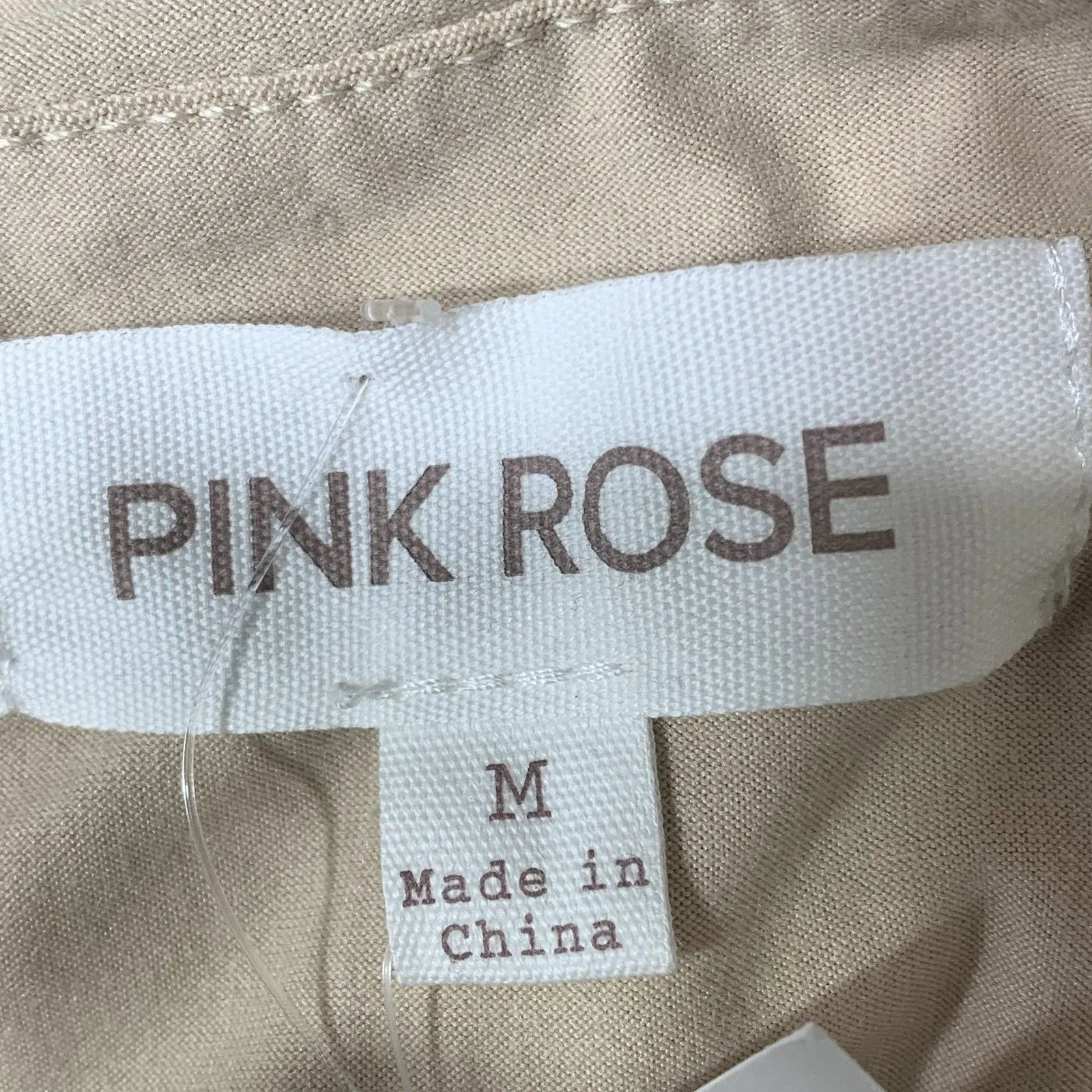 Pink Rose Beige Square Neck Long Sleeve Top Size M New Stretch Shirt - Image 5