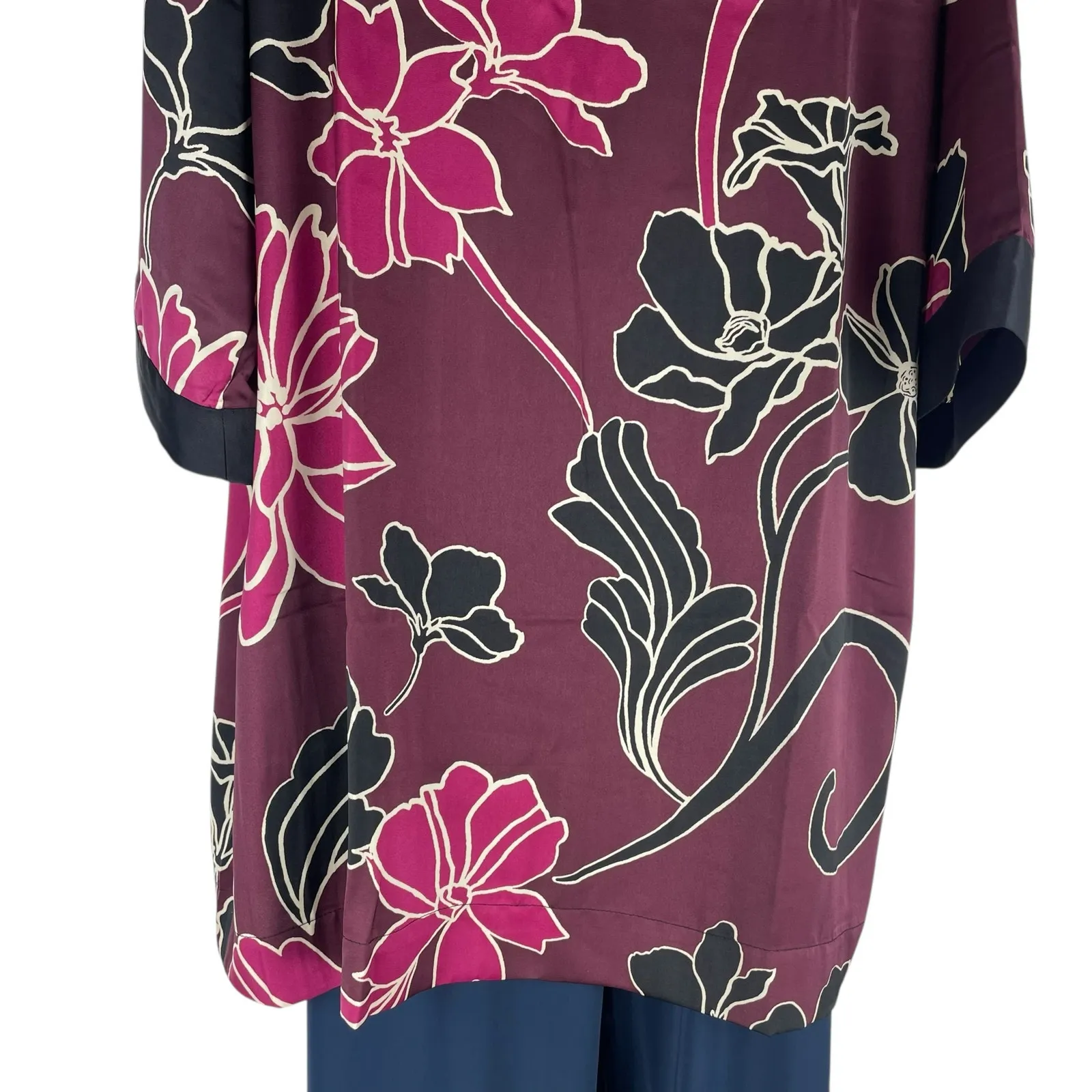 Chico's Travelers Floral Printed Kimono Jacket Deep Chianti Size L/XL - Image 11