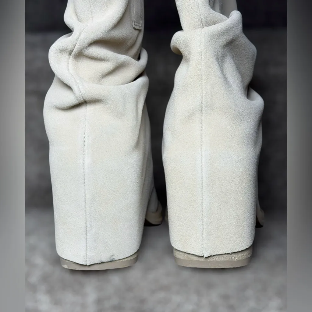 NEW Steve Madden Pia Suede Foldover Square Toe Block Heel Boots Natural Bone 6.5 - Image 10