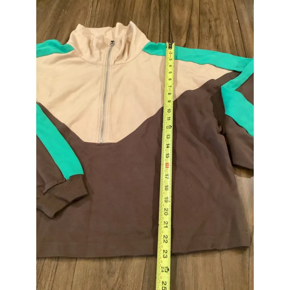 The Drop Womens Sonya Half Zip Sweatshirt Color Block Coffee Bean XXL NWT Brown - Image 6