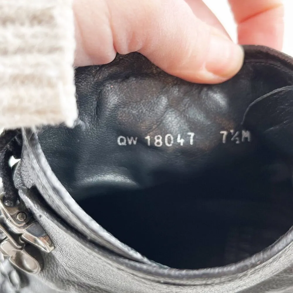 Stuart Weitzman Heeled Leather Ankle Combat Boots Booties Black 7.5 - Image 3