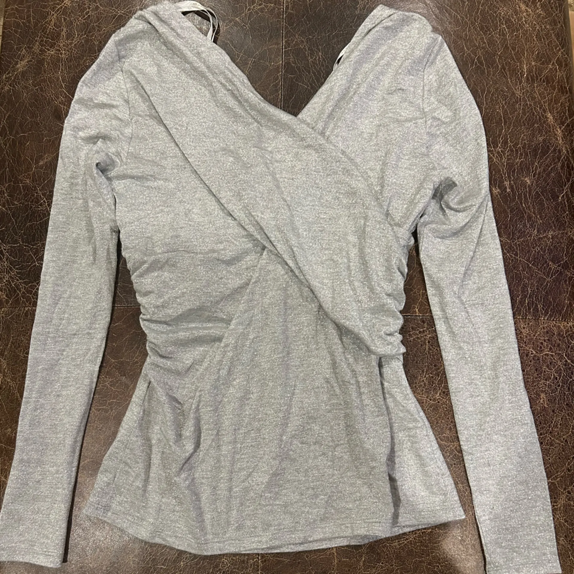 Donna Karan New York Empire Twist Top in Silver Long Sleeve - Image 6