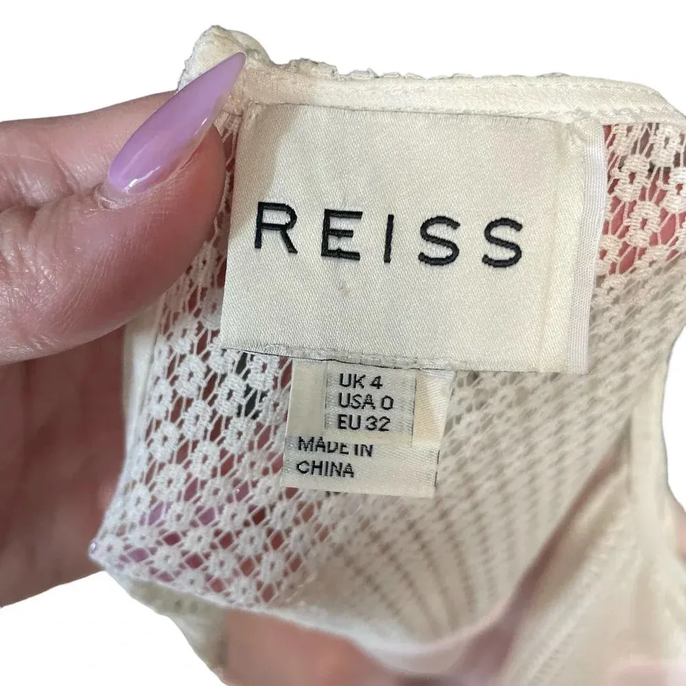 REISS Lansky‎ Pencil Dress Faint Rose Pink White Lace Size 0 - Image 12