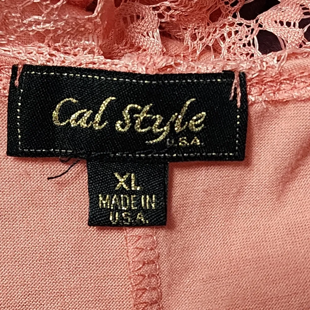 Cal Style Coral Netted Overlay Tunic Top Size XL - Image 5