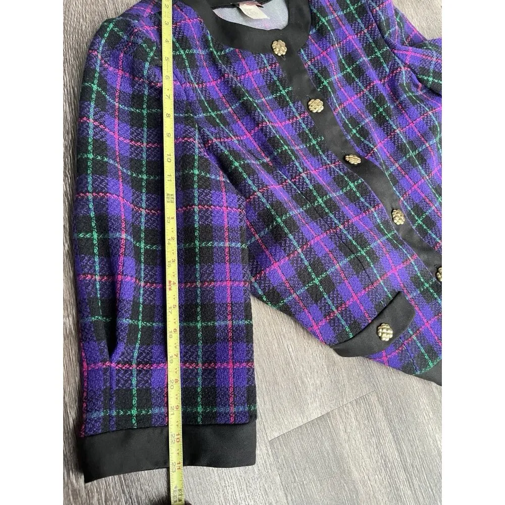 Vintage Tina Barrie Women’s Size 16 Jacket Blazer Purple Classic 80s USA Made Black - Image 5